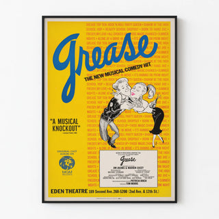Vintage poster of Grease, iconic musical comedy