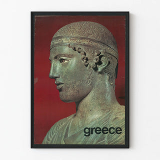 Vintage poster of an ancient Greek sculpture, male profile