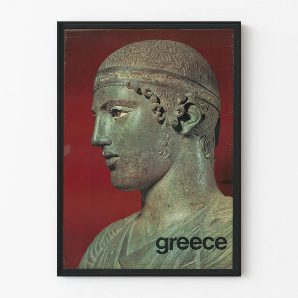 Vintage poster of an ancient Greek sculpture, male profile