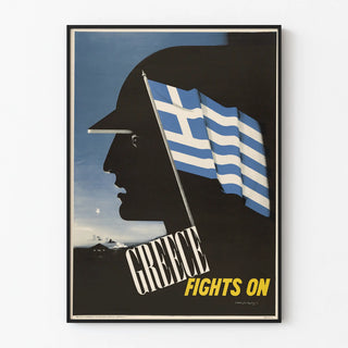 Vintage Military Poster Greece Fights with Pride