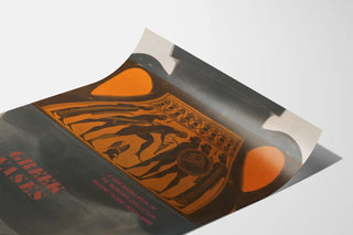 Decorative Poster of Antique Greek Vase in Black and Orange
