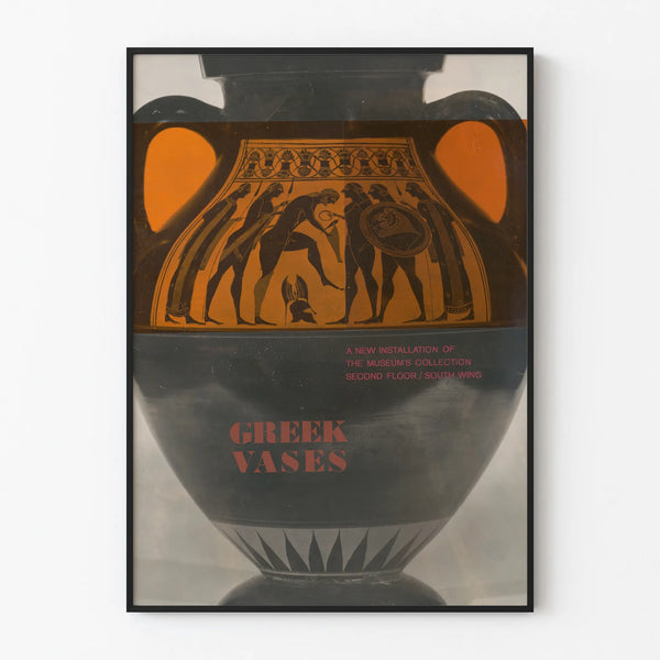 Decorative Poster of Antique Greek Vase in Black and Orange