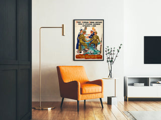 Vintage wall poster collaboration allied against Nazism