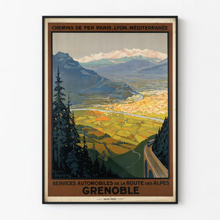 Vintage poster Grenoble Automotive Services Route des Alpes