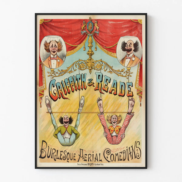 Vintage poster of Griffith & Reade Aerial Burlesque Comedians