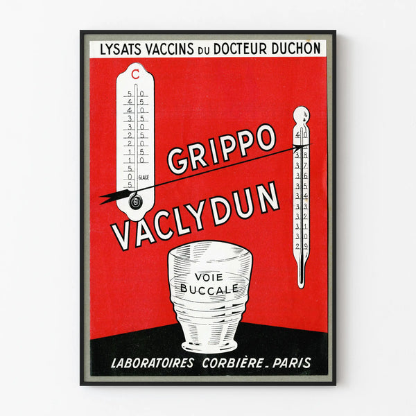 Vintage poster Grippo Vaclydun - Retro medical wall decoration