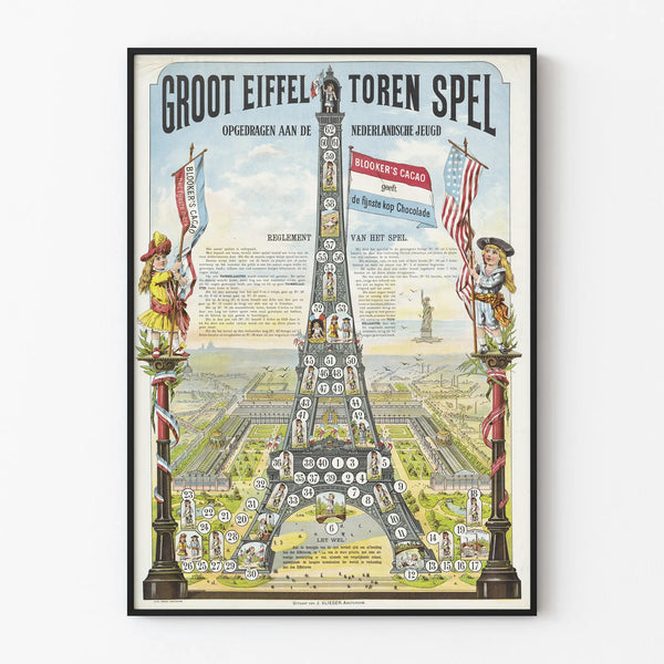 Vintage poster of the game Big Eiffel Tower dedicated to Dutch youth