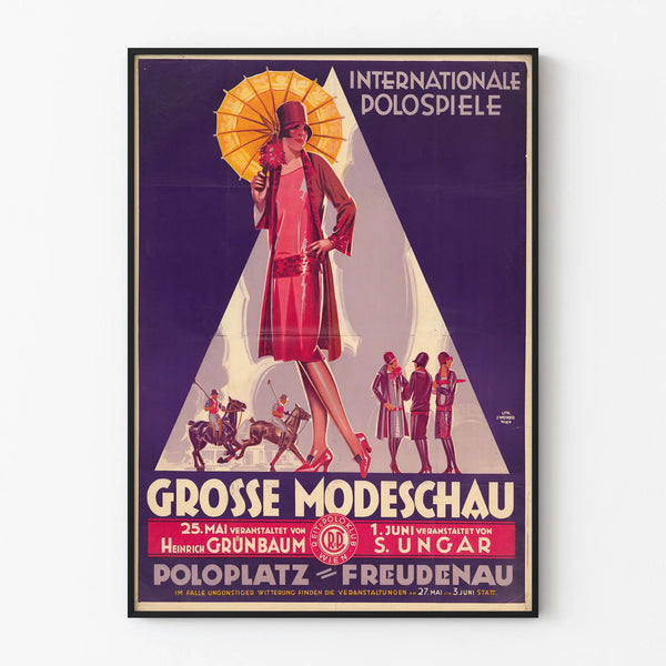 Vintage poster of international fashion parade Polo Spiele
