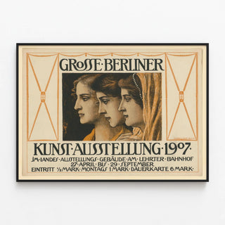 Vintage Poster Large Berlin Art Exhibition 1907 — framed artwork on a wall