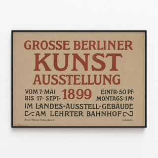 Historical Wall Decoration Poster of the Great Berlin Art Exhibition 1899 — framed artwork on a wall