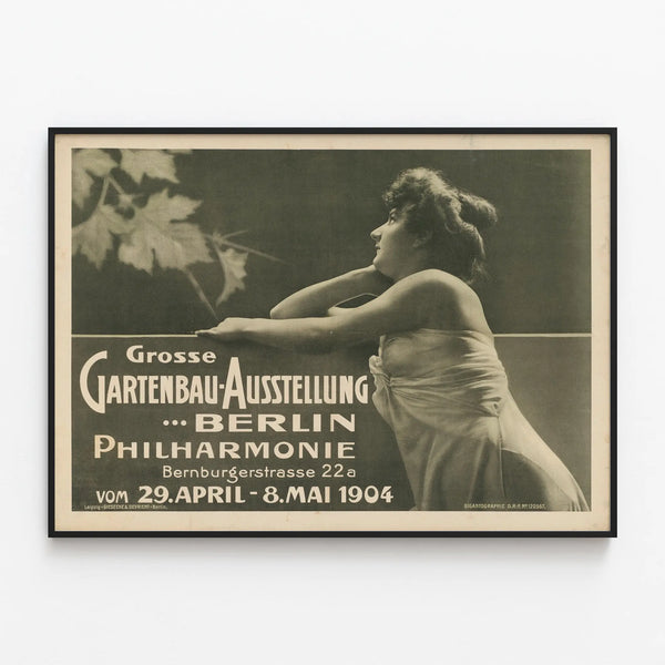 Vintage poster for the horticultural exhibition Berlin 1904 — framed artwork on a wall