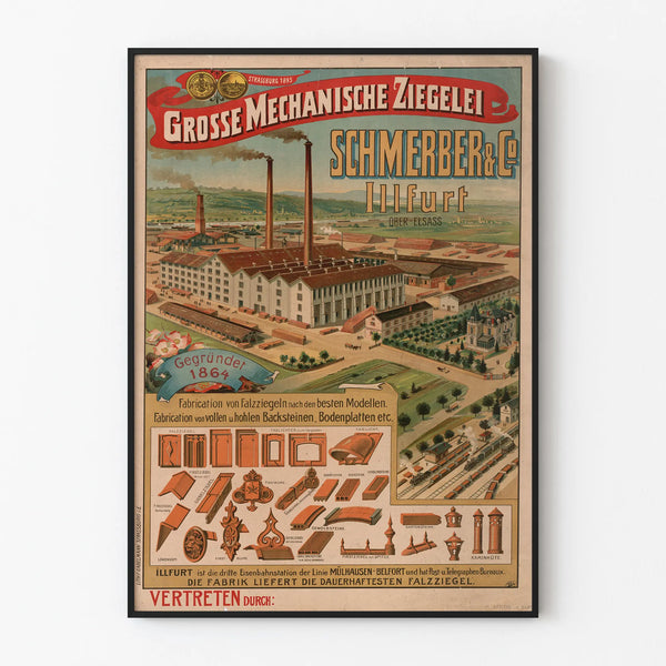 Vintage Poster of Grosse Mechanische Ziegelei Schmerber & Co Illfurt Ober-Elsass