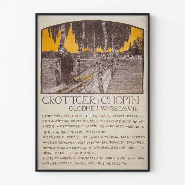 Vintage poster of Grottger and Chopin in Warsaw - Artistic wall decoration