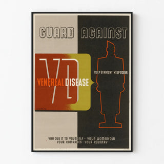 Vintage health prevention poster: Protect yourself against venereal diseases
