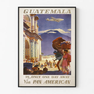 Retro Guatemala poster for aerial travel Pan American