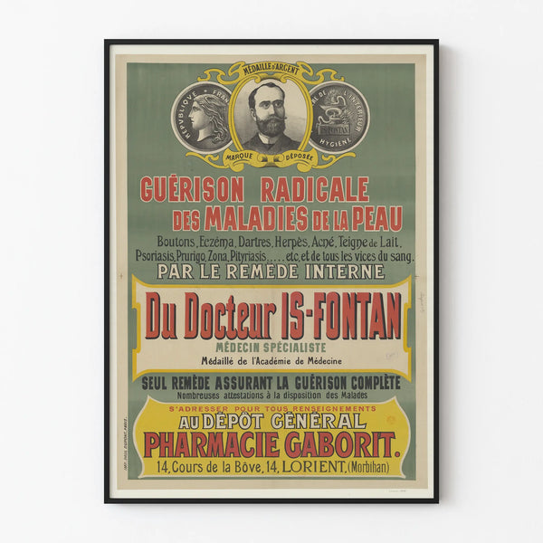 Vintage poster of Radical Cure for Skin Diseases - Health Wall Decoration