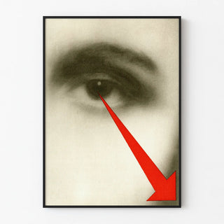 Artistic poster of an eye and a decorative red arrow