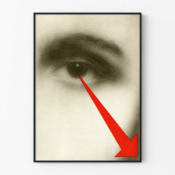 Artistic poster of an eye and a decorative red arrow