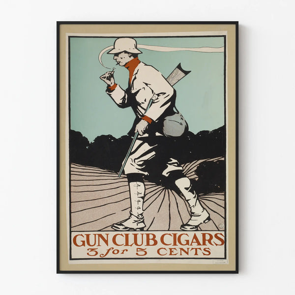 Vintage Gun Club Cigars Poster for Retro Wall Decoration