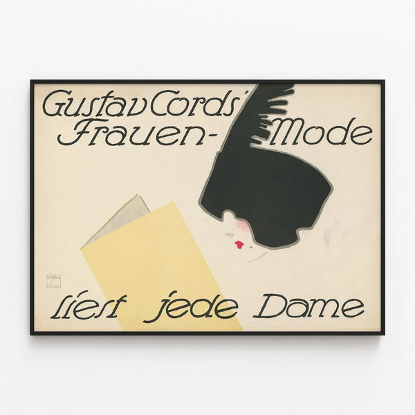 Vintage Poster Gustav Cords Women's Fashion Wall Decoration — framed artwork on a wall