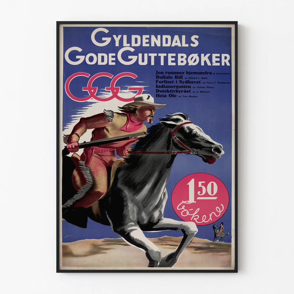 Vintage Gyldendals Good Boys' Books decorative poster
