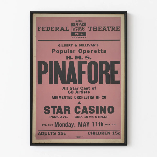 Vintage poster H.M.S. Pinafore - Theater show The Federal USA WPA