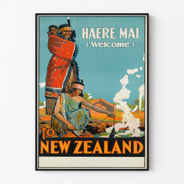 Vintage poster Haere Mai Welcome to New Zealand