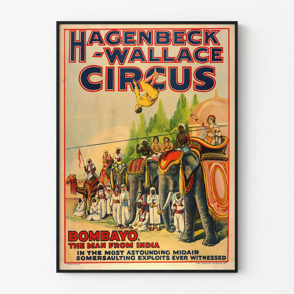 Vintage Circus Poster Hagenbeck-Wallace Bombayo the Man from India