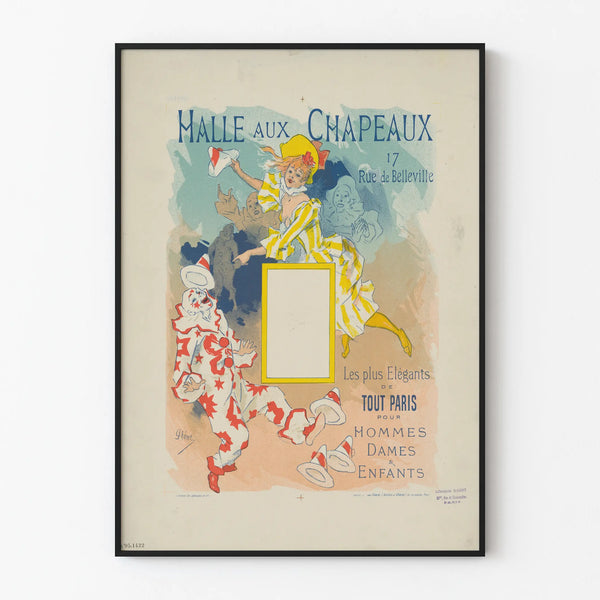 Vintage poster Hat Factory Hall Paris elegant wall decor
