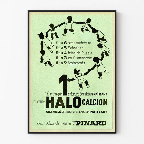 Vintage poster wall decoration Halo Calcion - Childlike graphic illustration
