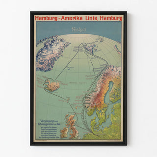 Vintage Hamburg-America Line Poster - Nordic Cruise Map