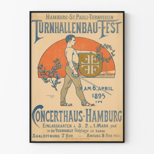 Vintage Hamburg St. Pauli Turnverein Poster - Sports Event Wall Decoration 1895