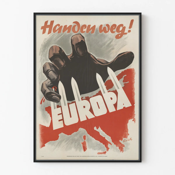 Vintage propaganda poster 'Handen weg! Europa' - Retro wall decoration