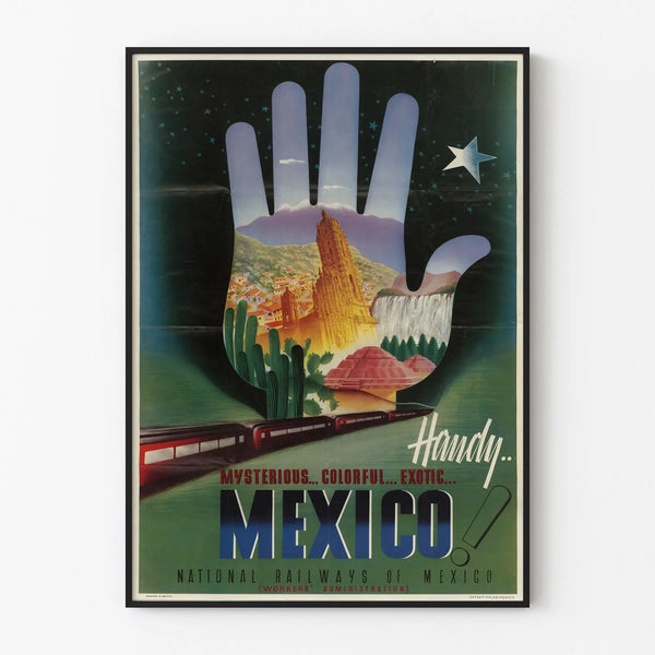 Colorful Vintage Poster for Wall Decoration Mexico Mysterious and Exotic