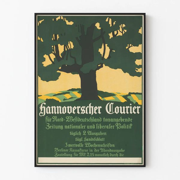 Vintage poster of Hannoverscher Courier with stylized tree
