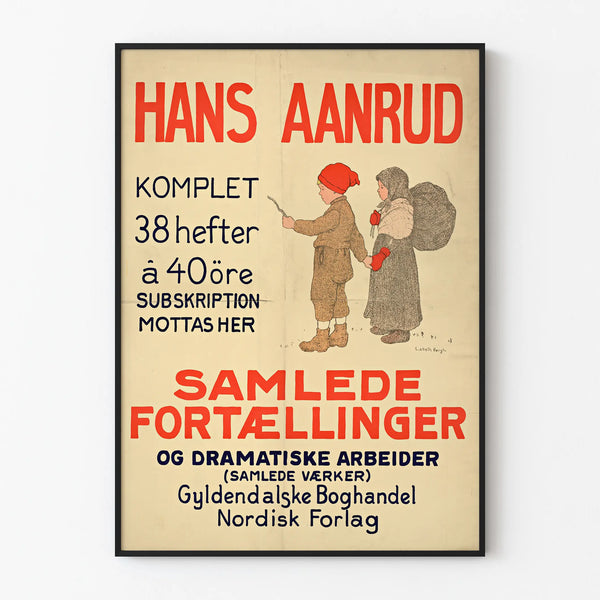 Vintage Poster Hans Aanrud - Norwegian Literary Collection