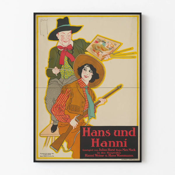 Vintage poster of Hans and Hanni with colorful illustration