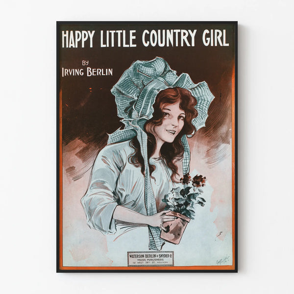 Vintage poster Happy Little Country Girl retro wall decoration