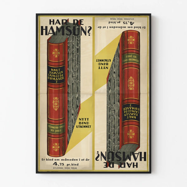 Vintage poster of Knut Hamsun's Collected Novels – Literary wall decoration