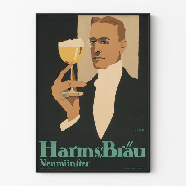 Vintage poster Harms Bräu Neumünster for wall decoration