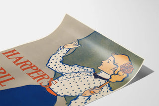 Vintage Harper's Poster April - Illustration of a Woman with Retro Elegance