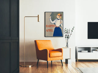 Vintage Harper's Poster April - Illustration of a Woman with Retro Elegance
