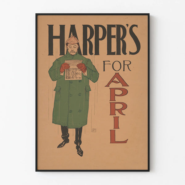 Vintage Harper's poster for April retro wall decoration