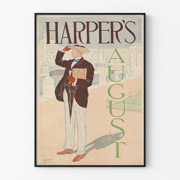 Vintage Harper's August Poster for Elegant Wall Decoration