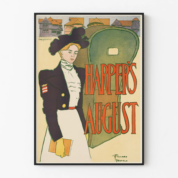Vintage Harper's August Poster - Minimalist Wall Decoration