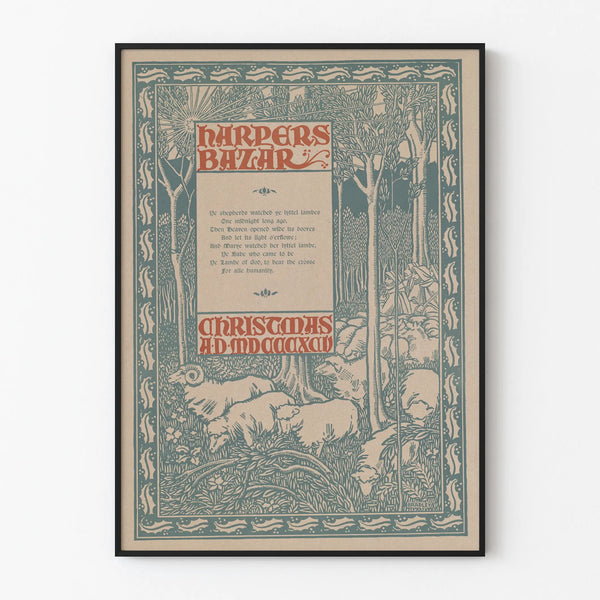 Vintage Harper's Bazar Christmas Poster A.D. 1895 for Wall Decoration