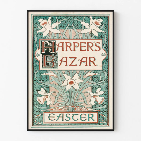 Vintage decorative poster Harper's Bazar Easter with daffodil flowers