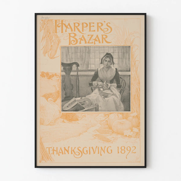 Vintage Harper's Bazar Thanksgiving 1892 Poster for Wall Decoration
