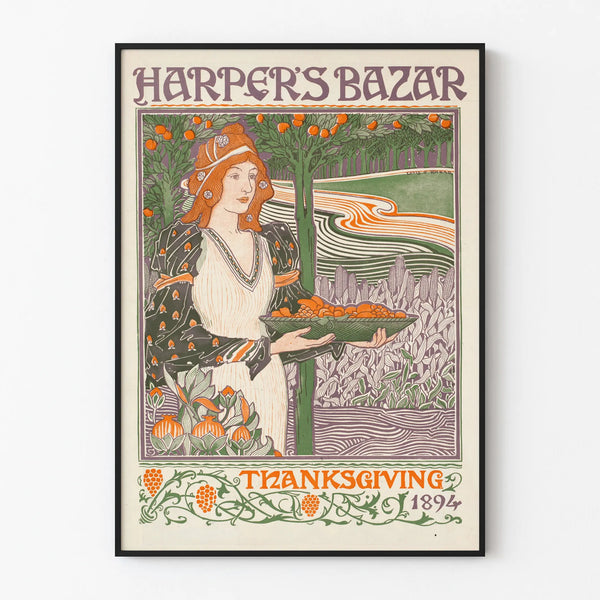 Vintage Harper's Bazar Thanksgiving 1894 Poster for Wall Decoration
