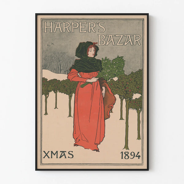 Vintage Harper's Bazar Christmas Poster Wall Decoration